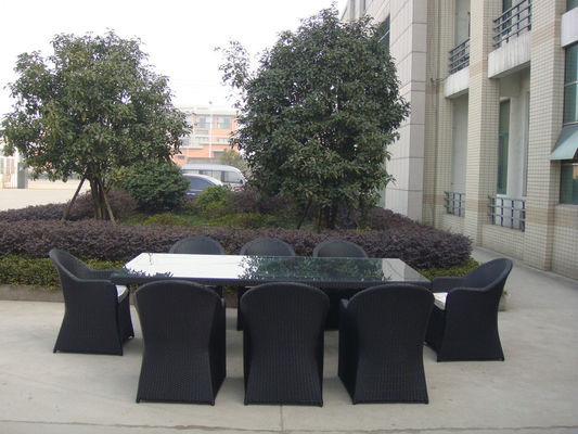 Black UV Resistant Wicker Rattan Garden Dining Sets For Restaurant