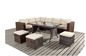 L Shape Ritzy Outdoor Rattan Sofa Group With Three Stools In Brown Color