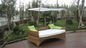 Brown Roofed Outdoor Swimming Pool Wicker Daybed With Long Pillow